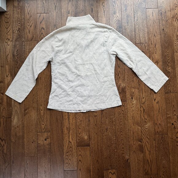 Habitat Women's Tencel Cotton Mother of Pearl Button Ivory Top Jacket Artsy Med - Picture 8 of 16